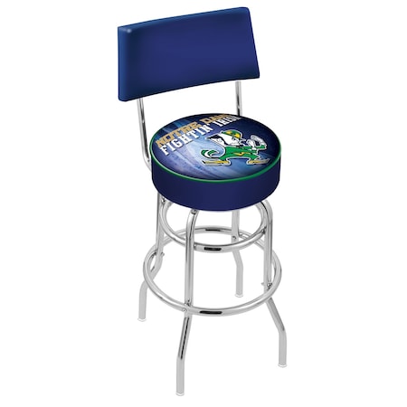 Holland Bar Stool Co 25" Chrome 2-Ring Notre Dame Leprechaun Swivel Bar Stool, Back L7C425ND-Lep-D2
